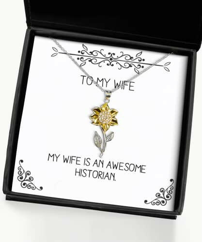 love wife my wife is an awesome historian love sunflower pendant necklace for from husband