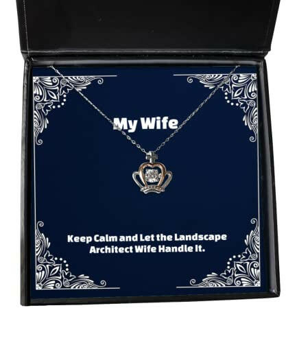 gag wife crown pendant necklace keep calm and let the landscape architect wife for wife present from husband jewelry for wife
