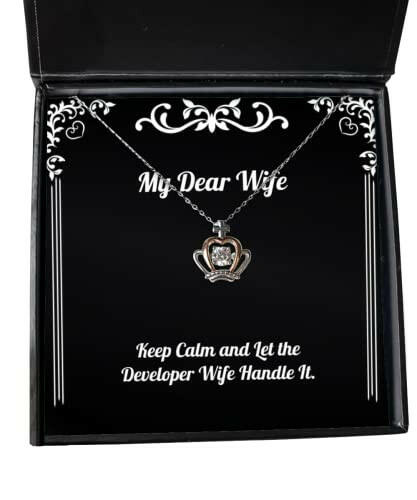 perfect wife crown pendant necklace keep calm and let the developer wife handle it gifts for wife present from husband jewelry for wife