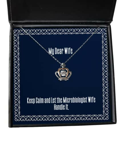 gag wife crown pendant necklace keep calm and let the microbiologist wife handle it for wife valentines day gifts