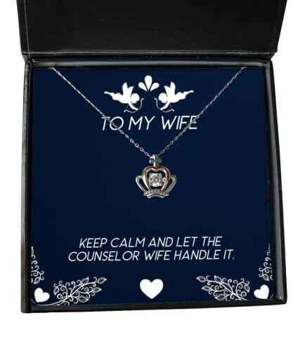 keep calm and let the counselor wife handle it wife crown pendant necklace sarcasm wife jewelry for wife