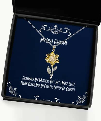 grandmas are mothers but with more sleep fewer rules sunflower pendant necklace grandma present from grandchild unique for grandmom