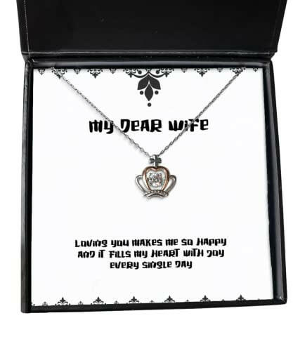 brilliant wife loving you makes me so happy and it fills my heart with joy funny valentines day crown pendant necklace from wife