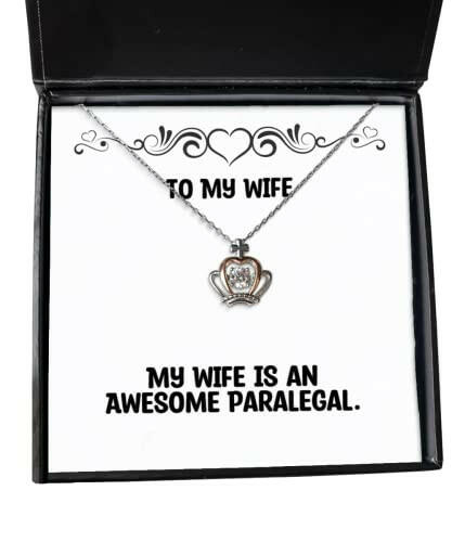 wife for my wife is an awesome paralegal love wife crown pendant necklace jewelry from husband