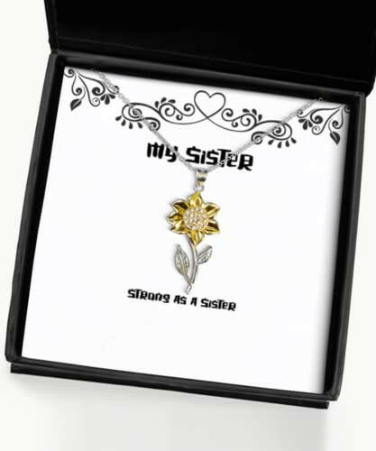 nice sister gifts strong as a sister funny christmas sunflower pendant necklace gifts for sister