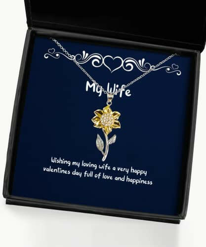 wishing my loving wife a very happy valentines day full of love and sunflower pendant necklace wife jewelry unique idea for wife