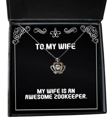 cute wife my wife is an awesome zookeeper wife crown pendant necklace from husband