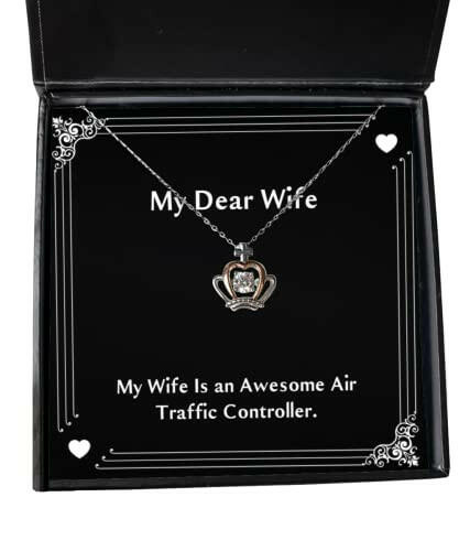 inspirational wife my wife is an awesome air traffic controller nice holiday crown pendant necklace from