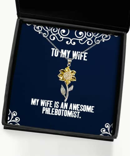 love wife sunflower pendant necklace my wife is an awesome phlebotomist present from husband