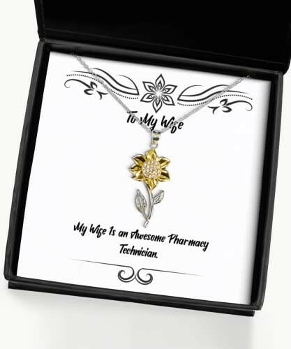 joke wife gifts my wife is an awesome pharmacy technician holiday sunflower pendant necklace for wife wife birthday gift ideas unique wife birthday gift best wife birthday gift thoughtful wife