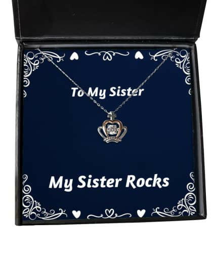 my sister rocks crown pendant necklace sister sarcastic gifts for sister
