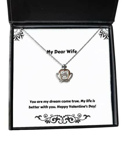 fancy wife gifts you are my dream come true my life is better with you happy funny valentines day crown pendant necklace from wife
