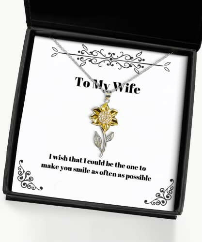 useful wife i wish that i could be the one to make you smile as often as possible wife sunflower pendant necklace from husband