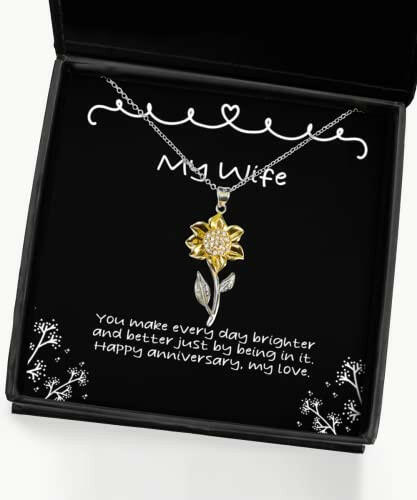 wife gifts for wife you make every day brighter and better just unique wife sunflower pendant necklace jewelry from husband gift for wife gift for her wife gift sunflower necklace