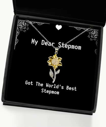 got the worlds best stepmom stepmom sunflower pendant necklace funny stepmom gifts for mother