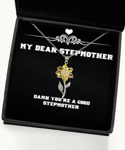 stepmother gifts for mother damn youre a good stepmother sarcasm stepmother sunflower pendant necklace from son
