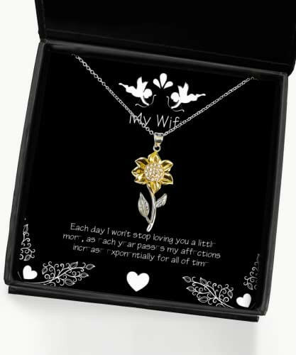 each day i wont stop loving you a little more as each year wife sunflower pendant necklace cool wife gifts jewelry for wife wife birthday gift ideas unique wife birthday gifts best wife