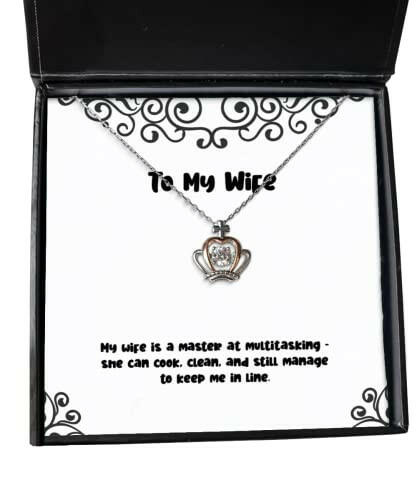 sarcasm wife gifts my wife is a master at multitasking she can cook clean useful birthday crown pendant necklace from wife wedding gifts gifts for her gift ideas for wife