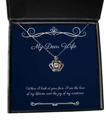 useful wife when i look at your face i see the love of my lifetime and the joy fancy crown pendant necklace for wife from husband