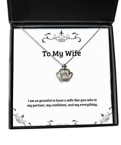 new wife gifts i am so grateful to have a wife like you who is my partner my wife crown pendant necklace from husband wedding from husband birthday gifts from husband