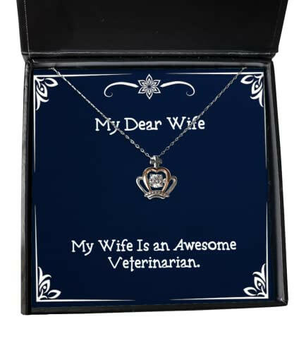 my wife is an awesome veterinarian crown pendant necklace wife jewelry gag for wife