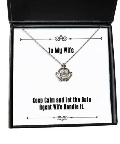 reusable wife keep calm and let the gate agent wife handle it valentines day crown pendant necklace for wife