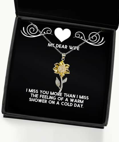 brilliant wife gifts i miss you more than i miss the feeling of a warm fun birthday sunflower pendant necklace gifts for wife birthday present gift ideas unique gifts personalized gifts