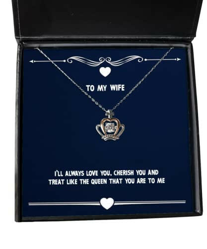 ill always love you cherish you and treat like the queen that crown pendant necklace wife present from husband useful jewelry for wife