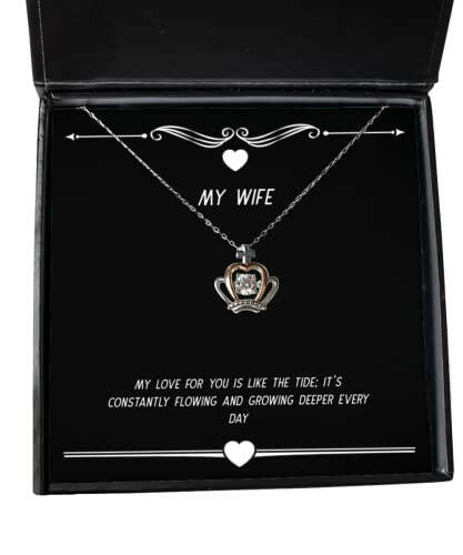 my love for you is like the tide its constantly flowing and growing deeper crown pendant necklace wife jewelry reusable for wife