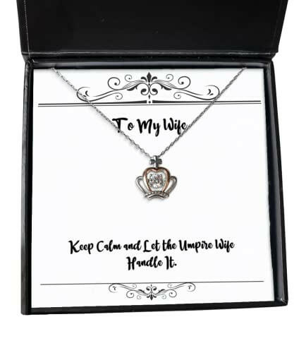 keep calm and let the umpire wife handle it crown pendant necklace wife jewelry cool for wife