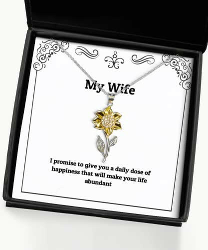 i promise to give you a daily dose of happiness that will make your life sunflower pendant necklace wife jewelry love for wife