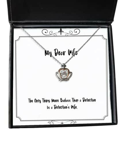 joke wife the only thing more badass than a detective is a detectives unique idea christmas crown pendant necklace for wife