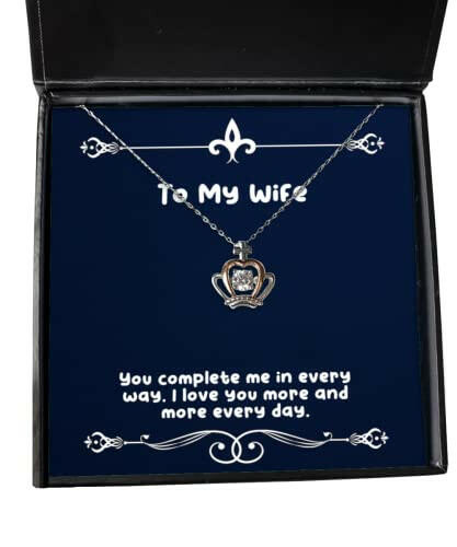 funny wife gifts you complete me in every way i love you more and more every joke birthday crown pendant necklace from wife gift ideas for wife unique gifts for wife gifts for wife who has