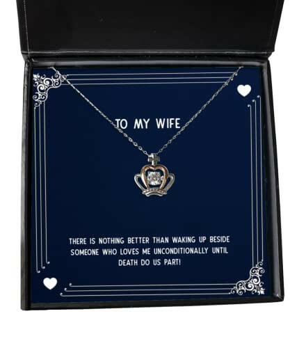 there is nothing better than waking up beside someone who loves me crown pendant necklace wife jewelry perfect for wife