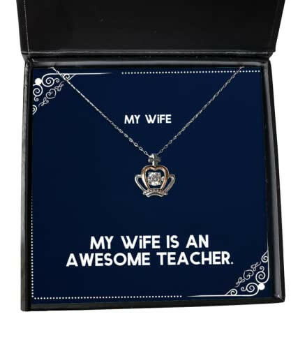 funny wife my wife is an awesome teacher reusable crown pendant necklace for from husband