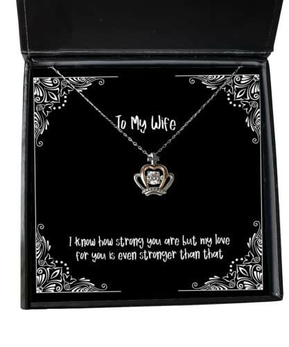 brilliant wife i know how strong you are but my love for you is even stronger funny christmas crown pendant necklace for wife