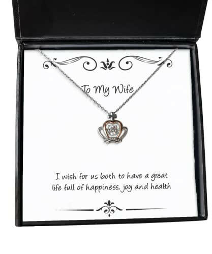 i wish for us both to have a great life full of happiness joy and health crown pendant necklace wife jewelry inspirational for wife