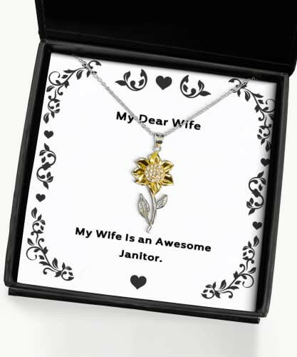 inspire wife sunflower pendant necklace my wife is an awesome janitor for present from husband jewelry for wife