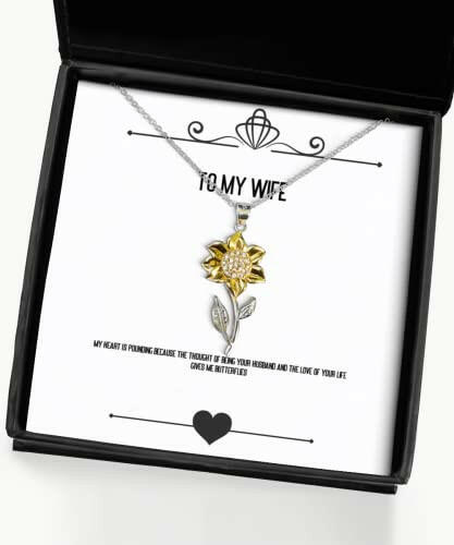 special wife my heart is pounding because the thought of being your husband and the love holiday sunflower pendant necklace for wife