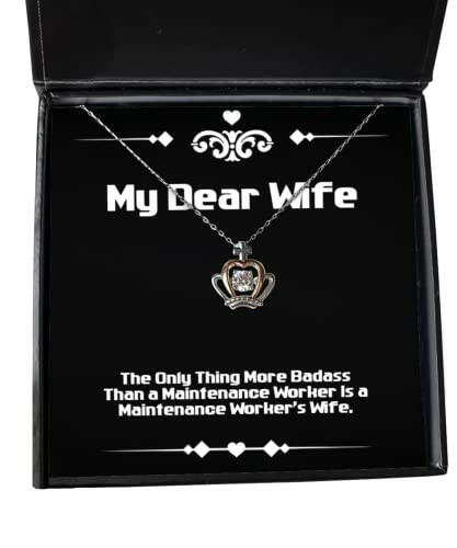 motivational wife the only thing more badass than a maintenance worker is a funny holiday crown pendant necklace for wife