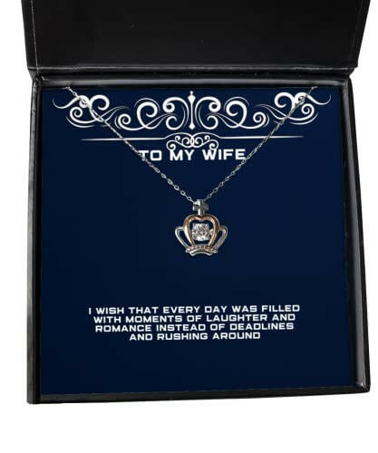 motivational wife i wish that every day was filled with moments of laughter sarcastic crown pendant necklace for wife from husband