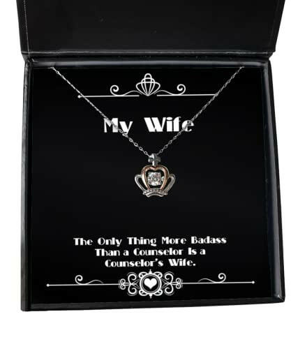 wife gifts for wife the only thing more badass than a counselor is a best wife crown pendant necklace jewelry from husband funny crown pendant necklace gift funny crown pendant necklace funny