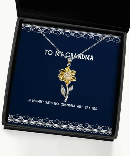 if mommy says no grandma will say yes sunflower pendant necklace grandma present from grandchild nice for grandma