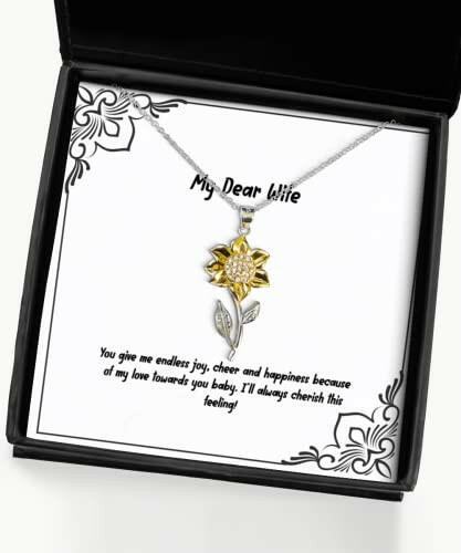 joke wife you give me endless joy cheer and happiness because of my love unique holiday sunflower pendant necklace for wife