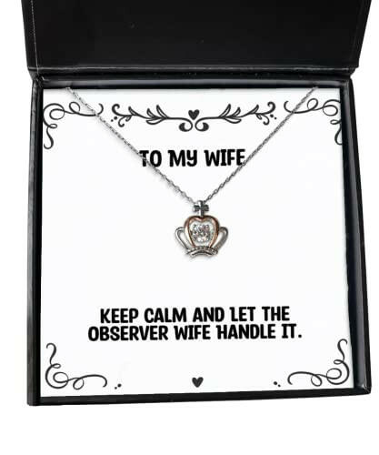 reusable wife gifts keep calm and let the observer wife handle it sarcasm crown pendant necklace for wife from husband
