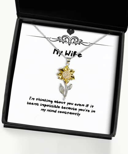 im thinking about you even if it seems impossible because youre in my mind sunflower pendant necklace wife jewelry new for wife