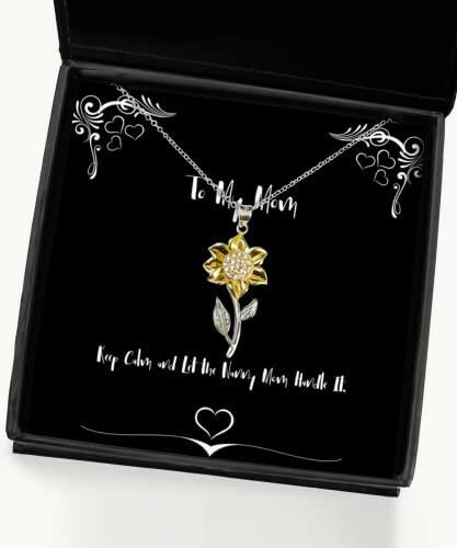 perfect mom gifts keep calm and let the nanny mom handle it cool sunflower pendant necklace for mother from son daughter