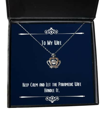 funny wife gifts keep calm and let the paramedic wife handle it love holiday crown pendant necklace gifts for wife funny jewelry gift ideas funny jewelry gifts for her funny jewelry gifts for