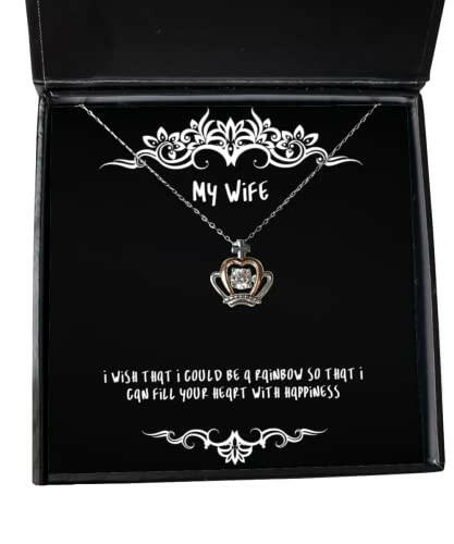 i wish that i could be a rainbow so that i can fill your heart with happiness crown pendant necklace wife jewelry cheap gifts for wife