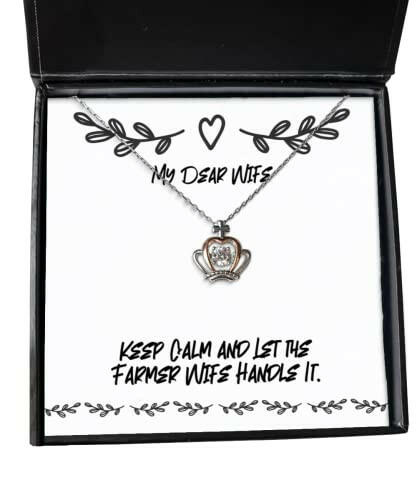 joke wife keep calm and let the farmer wife handle it cool crown pendant necklace for wife from husband